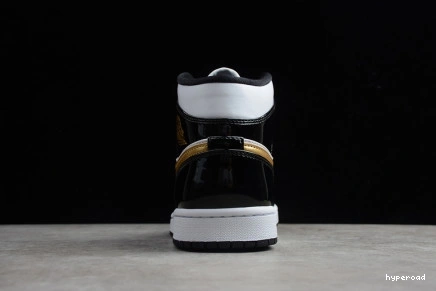 Hyperoad 1 Black Jordan Gold White Mid Patent Air 0807